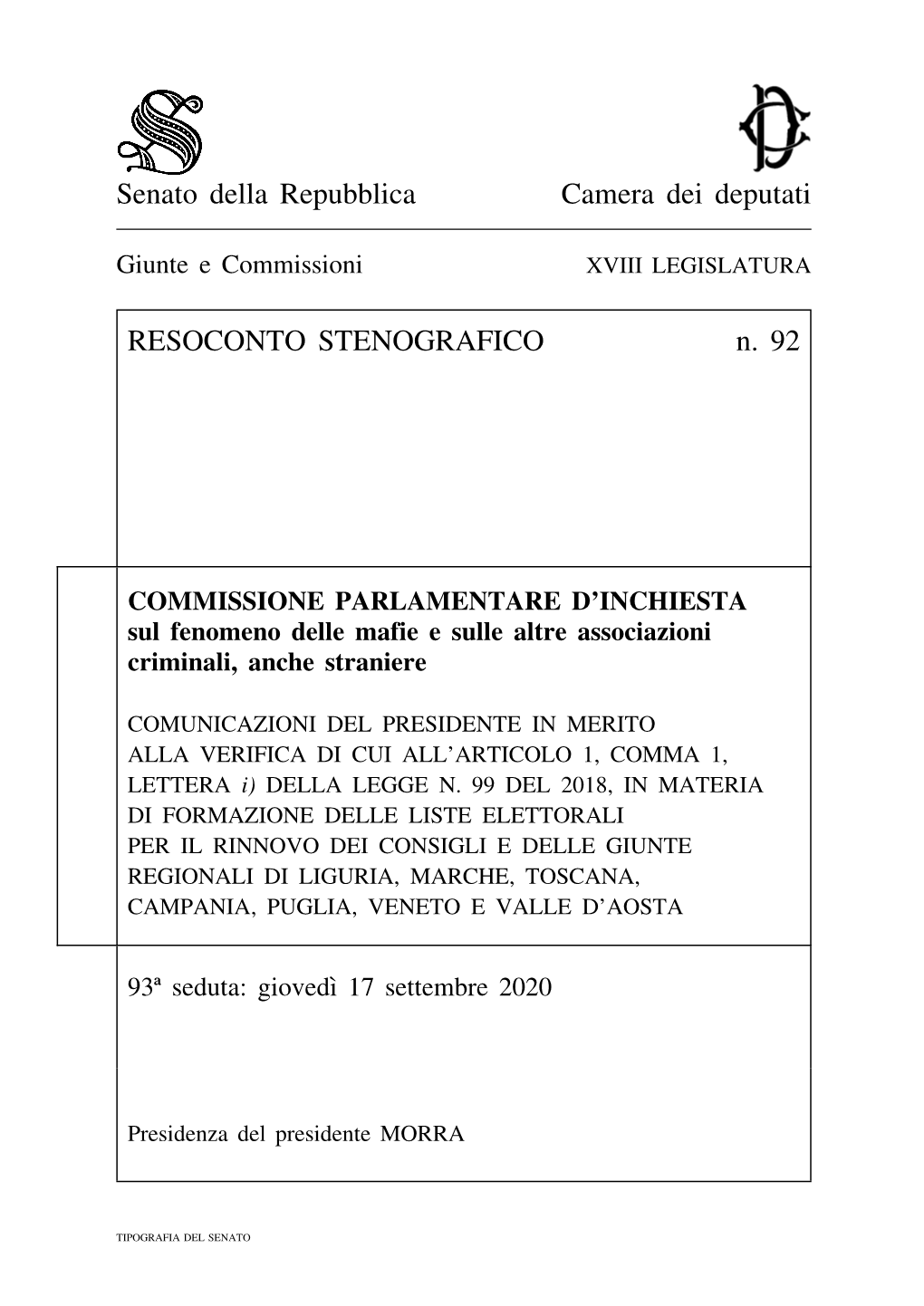 Senato Della Repubblica Camera Dei Deputati