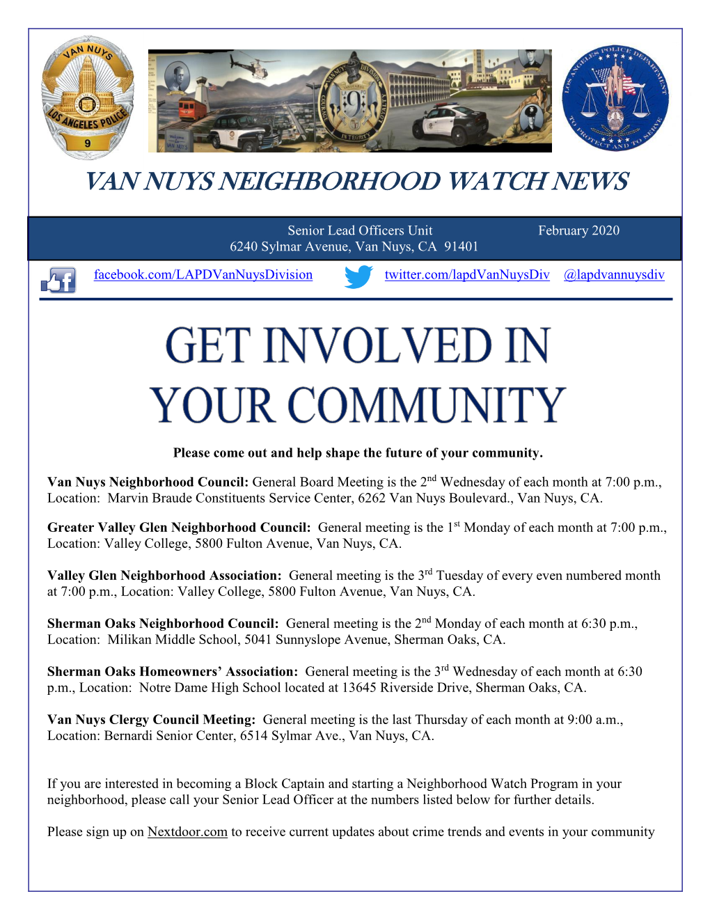 Van Nuys Neighborhood Watch News