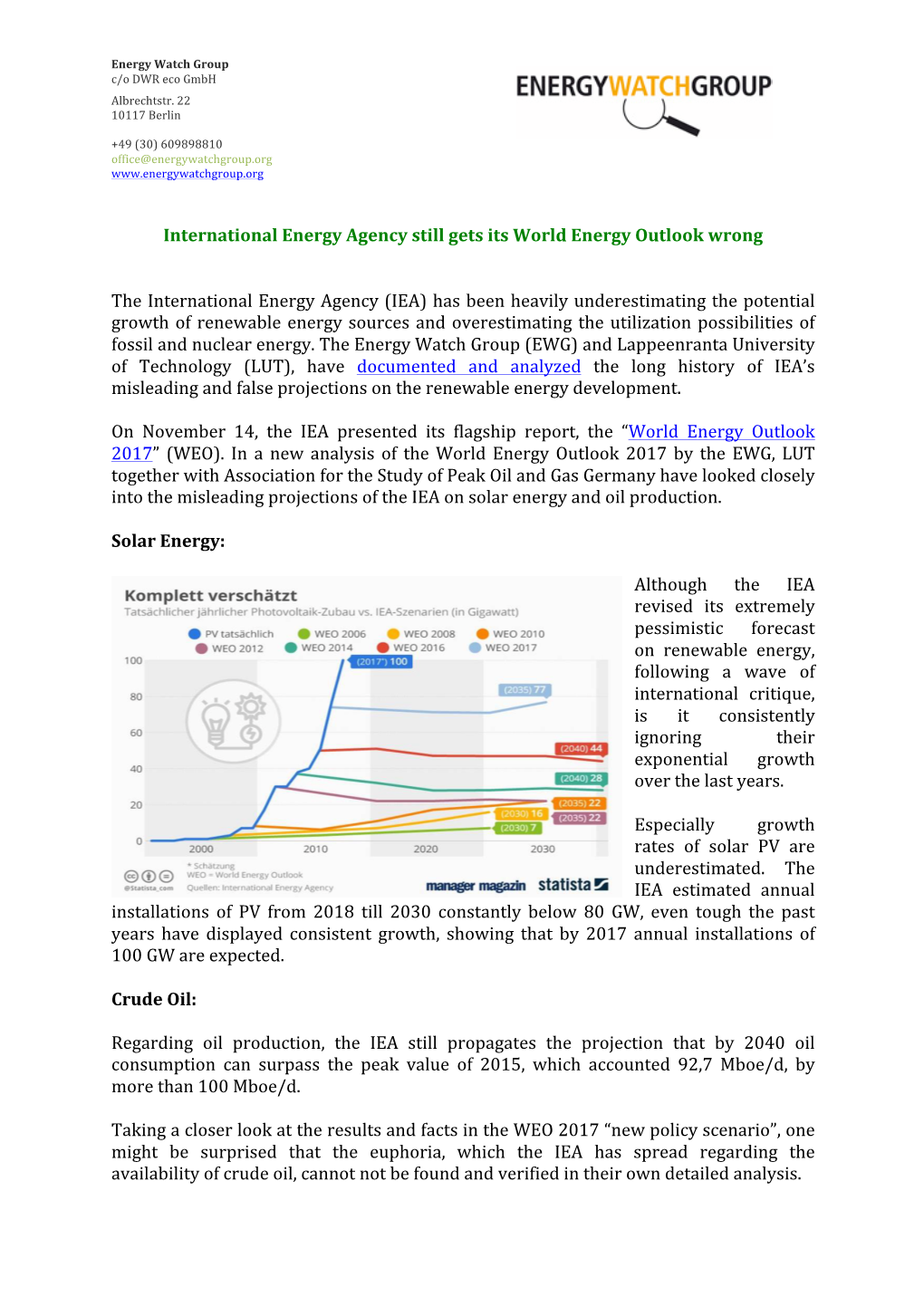 International Energy Agency Still Gets Its World Energy Outlook Wrong