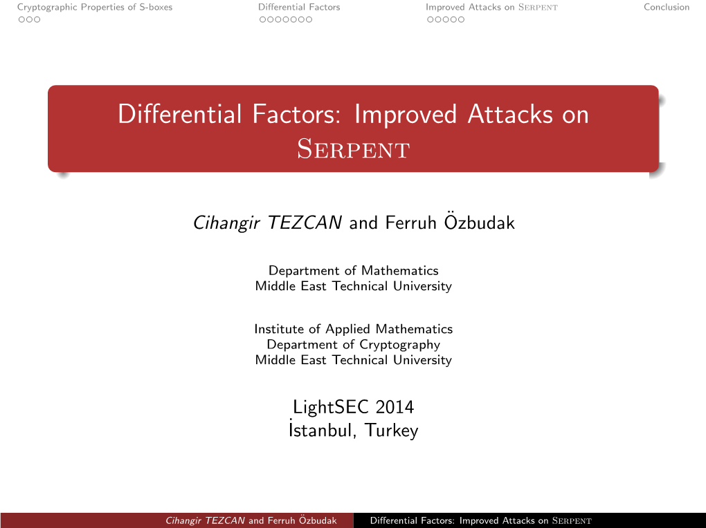 Differential Factors: Improved Attacks on Serpent