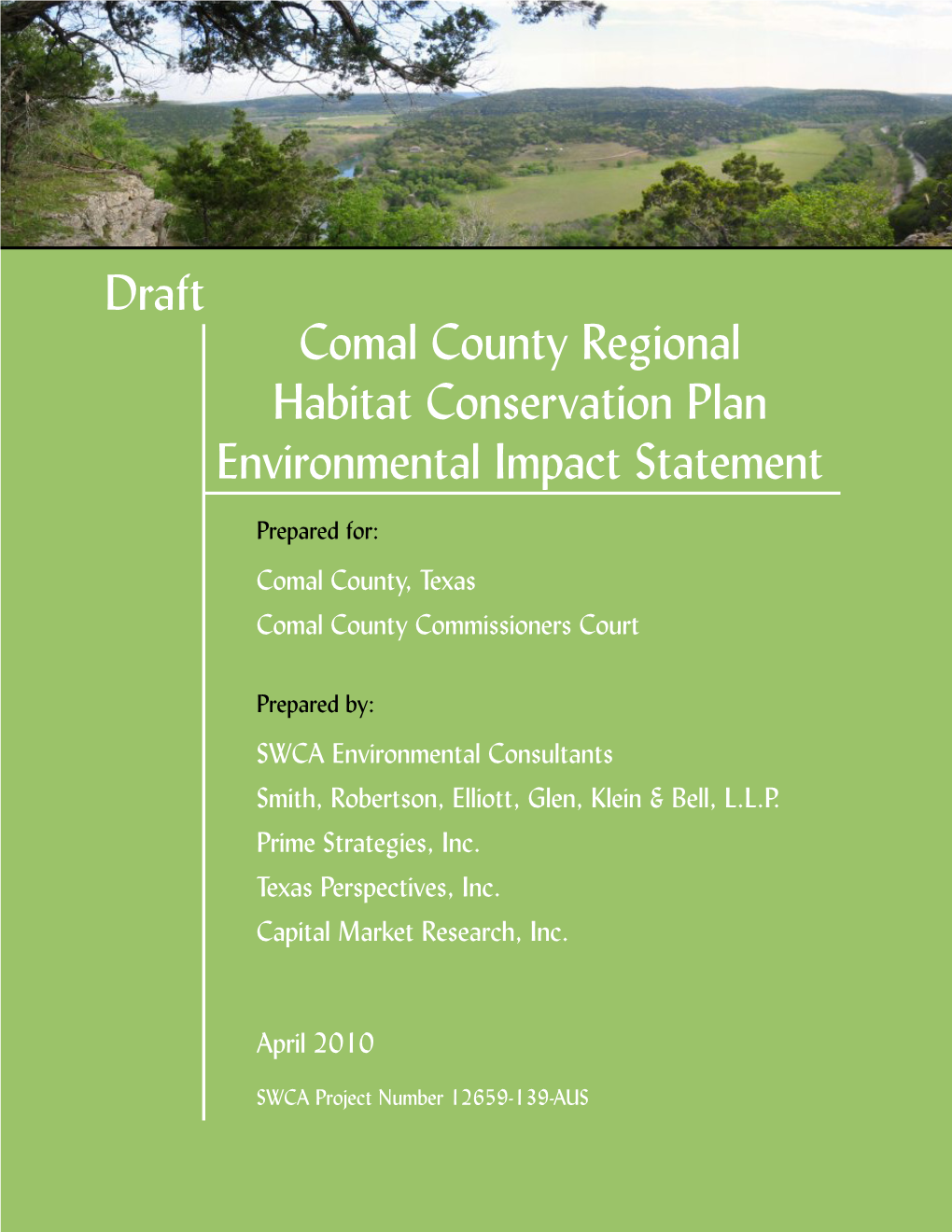 Comal County Regional Habitat Conservation Plan Environmental Impact Statement