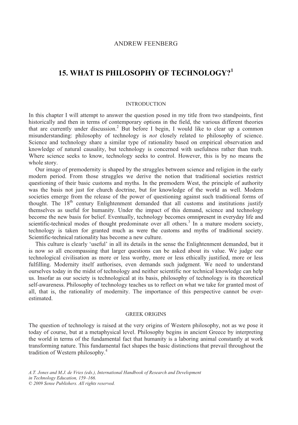 15. What Is Philosophy of Technology?1