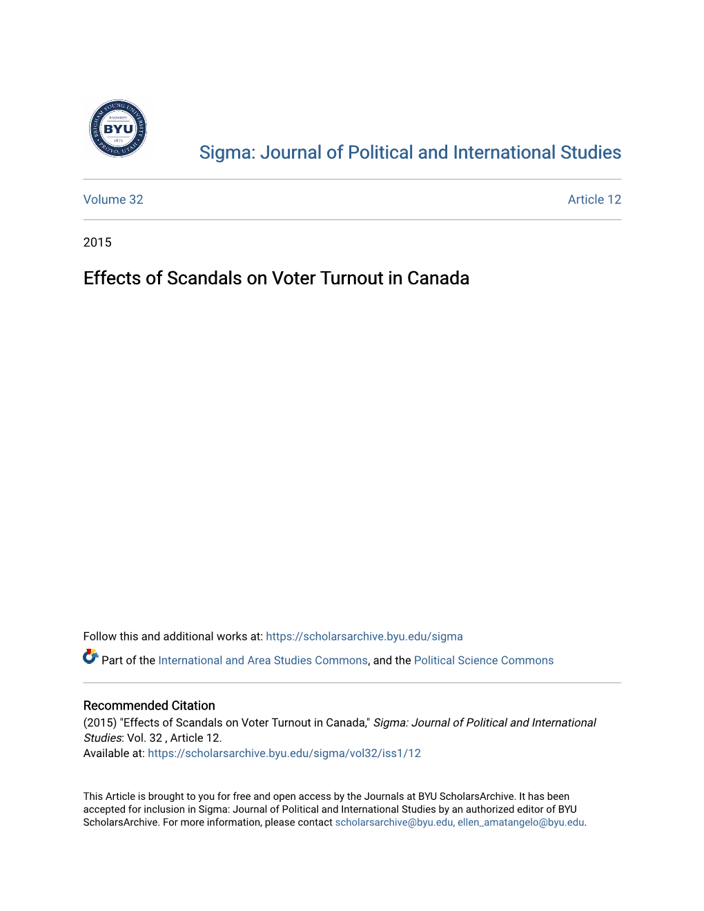 Effects of Scandals on Voter Turnout in Canada