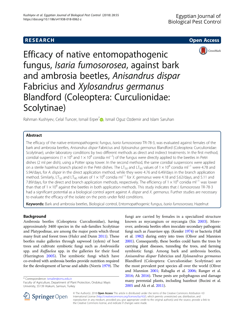 Efficacy of Native Entomopathogenic Fungus, Isaria Fumosorosea, Against