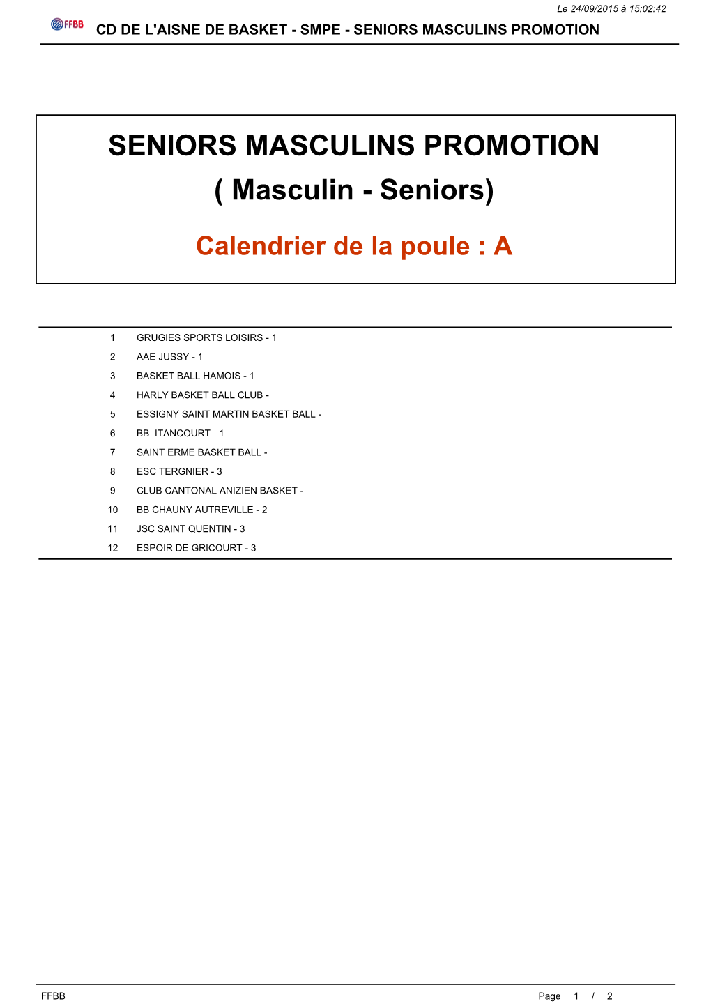 Seniors Masculins Promotion