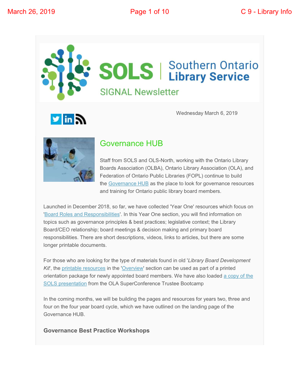 SOLS Signal Newsletter