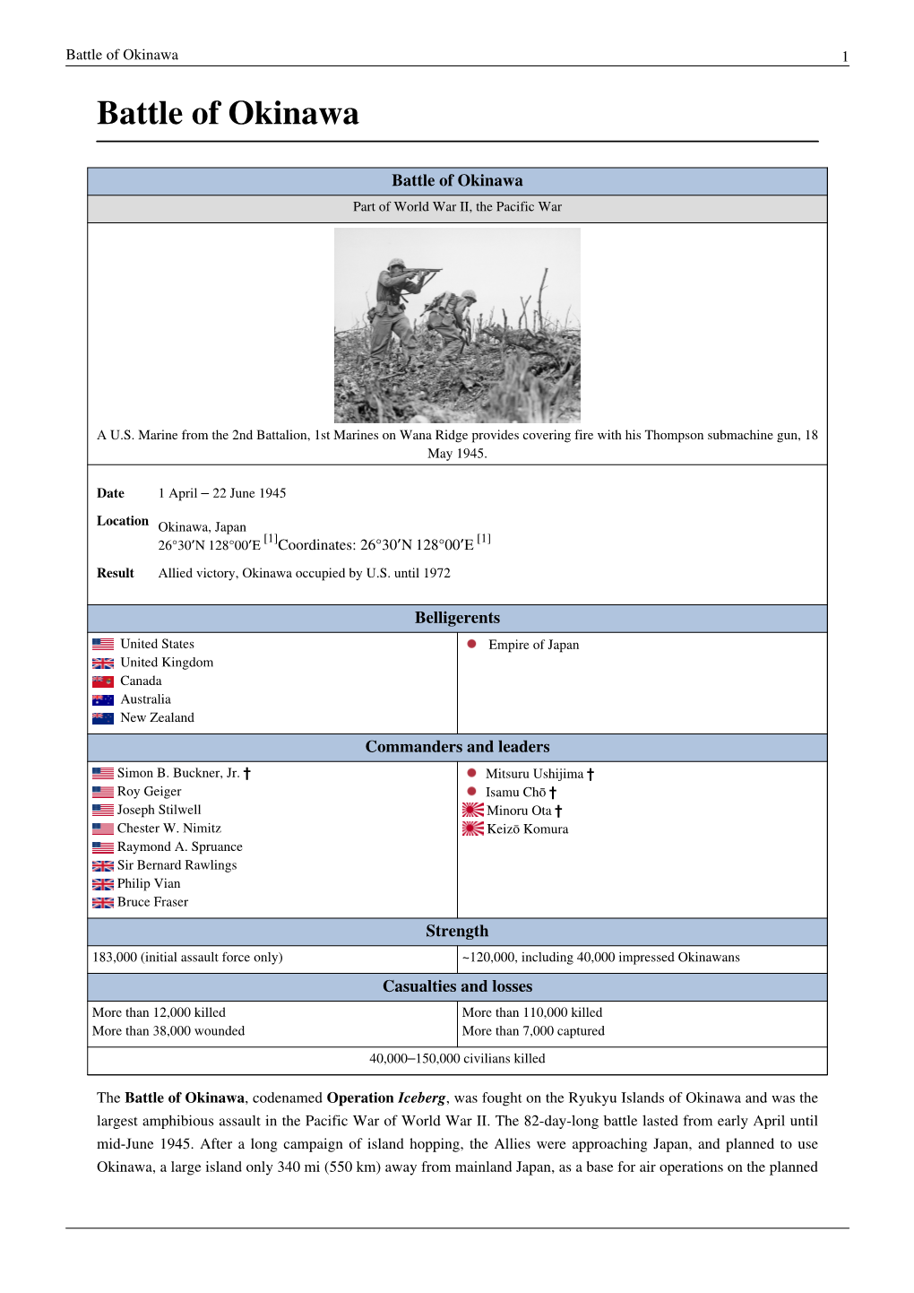 Battle of Okinawa 1 Battle of Okinawa