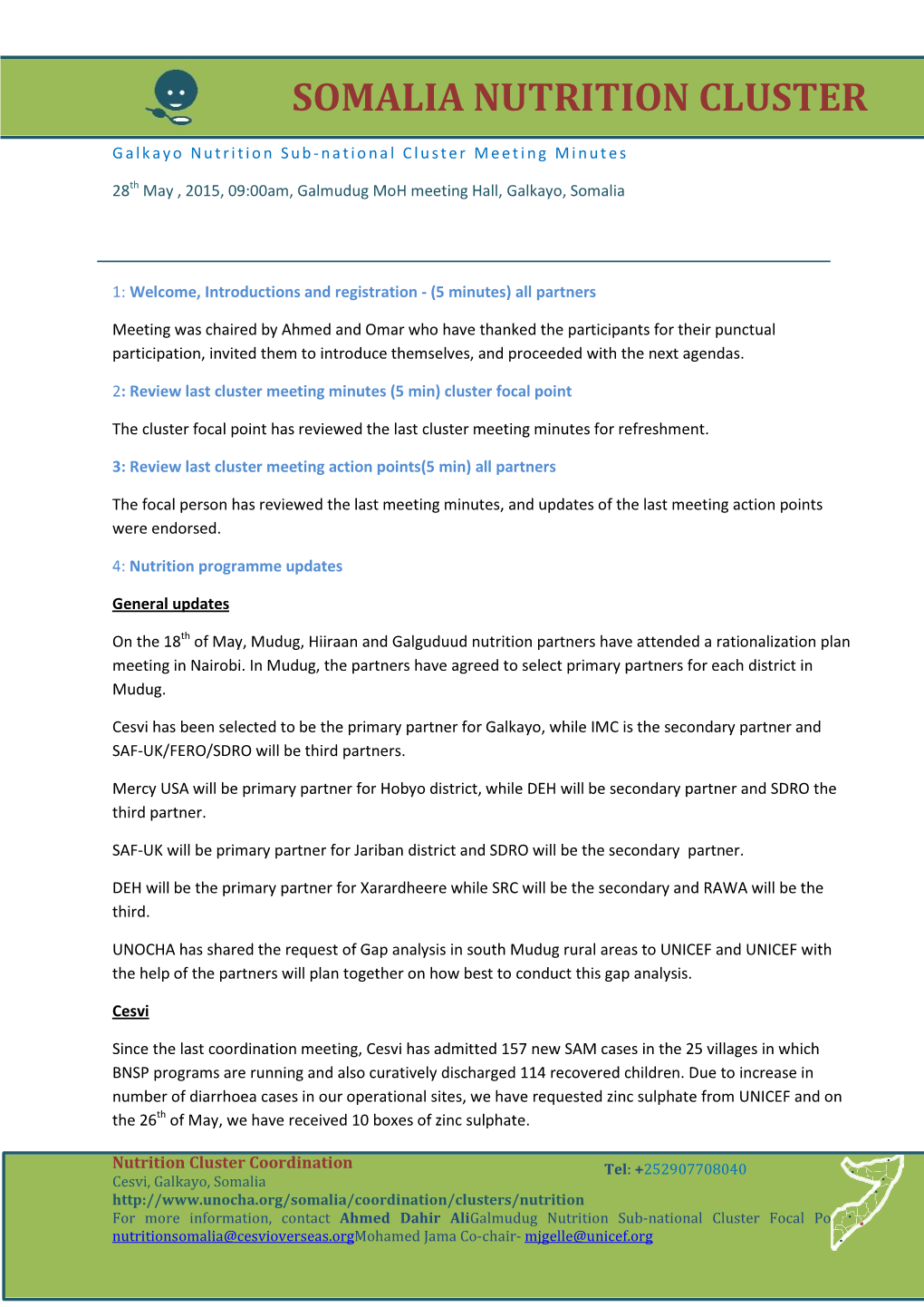 Somalia Nutrition Cluster