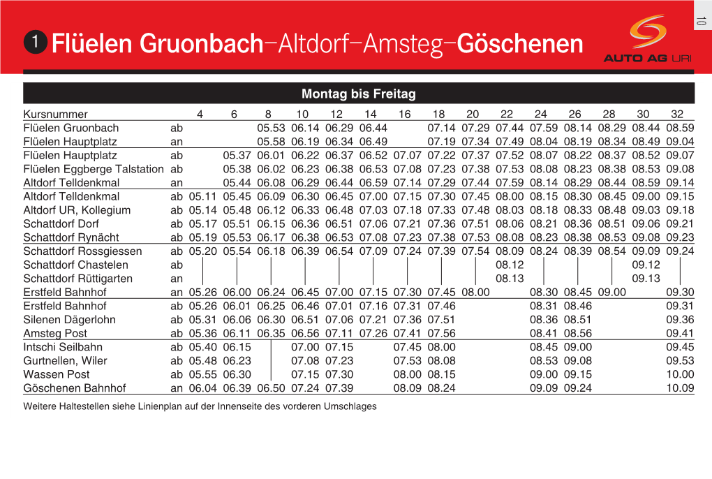 Flüelen Gruonbach–Altdorf–Amsteg–Göschenen