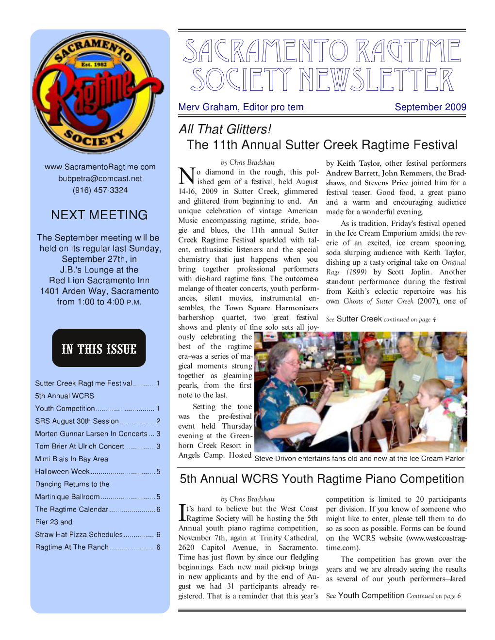 Sacramento Ragtime Society Newsletter