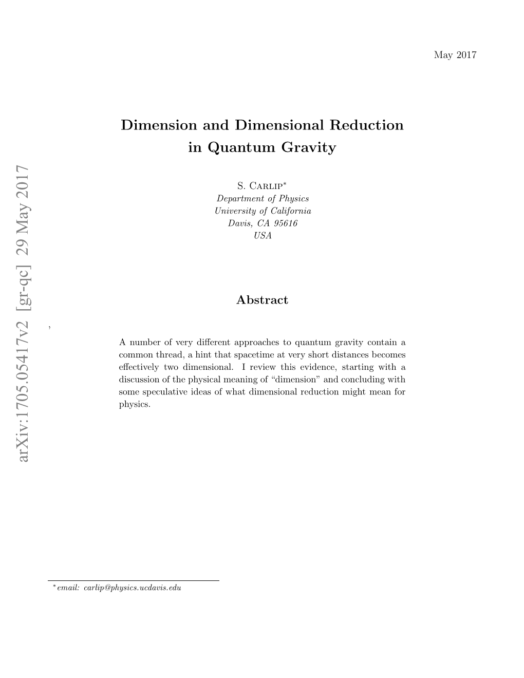 Dimension and Dimensional Reduction in Quantum Gravity