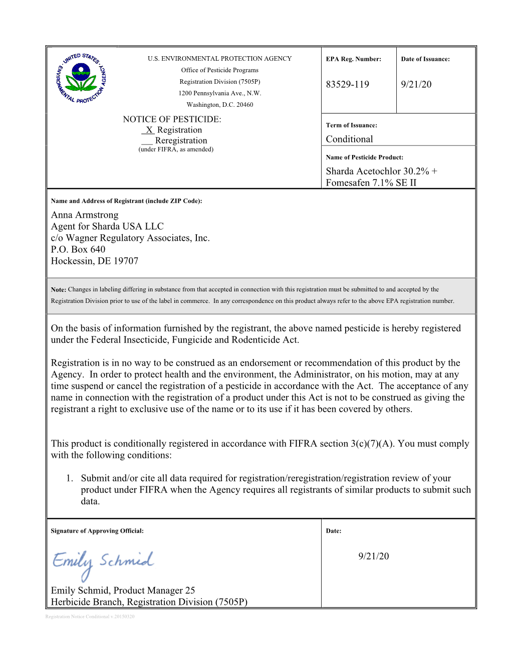 US EPA, Pesticide Product Label, SHARDA ACETOCHLOR 30.2% +