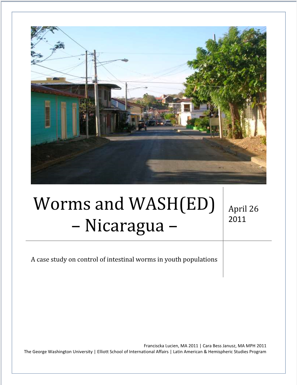 Worms and WASH(ED) – Nicaragua –