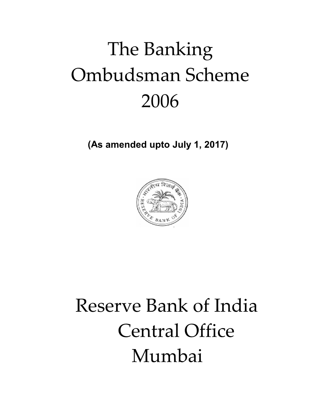 Banking Ombudsman Scheme 2006