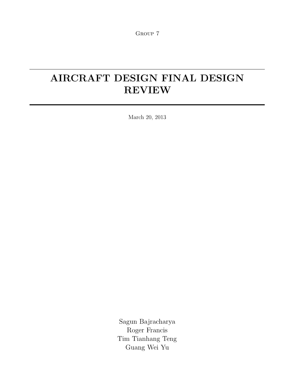 Aircraft Design Final Design Review