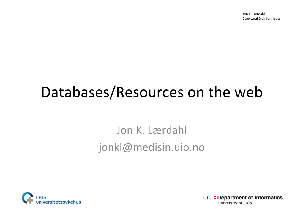 Databases/Resources on the Web