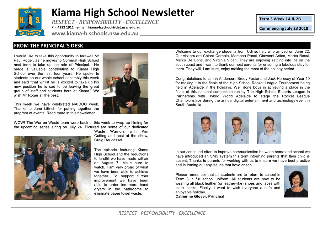 Kiama High School Newsletter