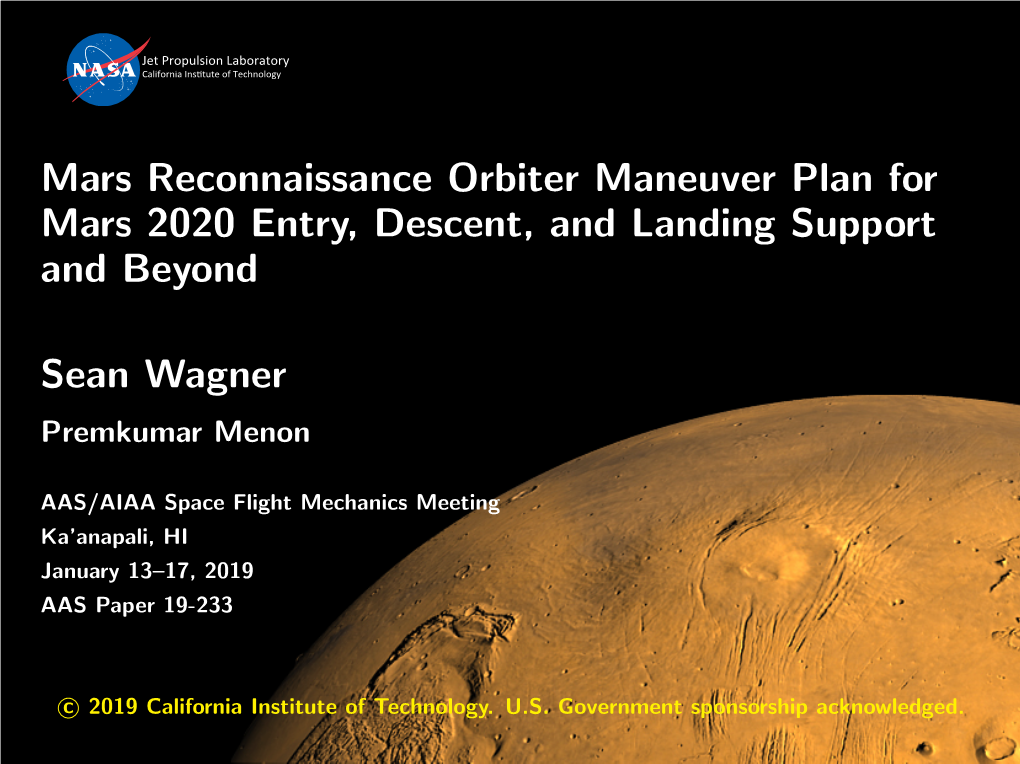 Mars Reconnaissance Orbiter Maneuver Plan for Mars 2020 Entry, Descent, and Landing Support and Beyond