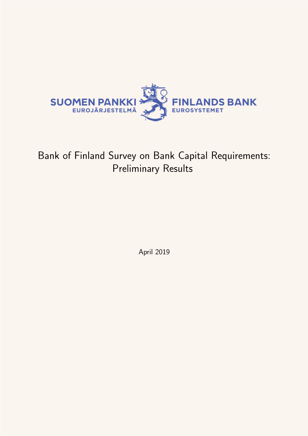 Bank of Finland Survey on Capital Requirements