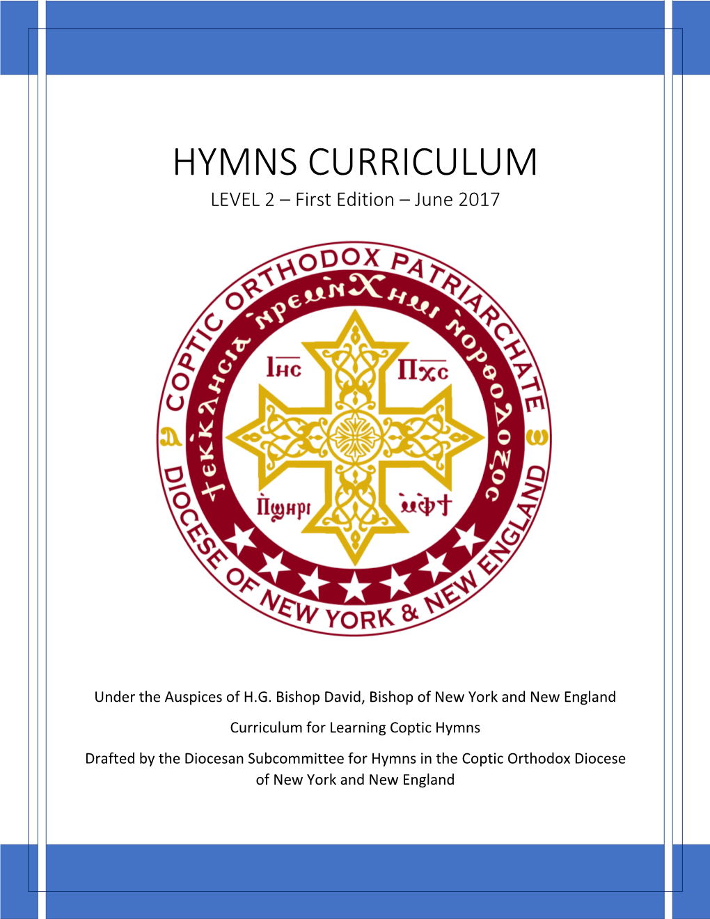 HYMNS CURRICULUM LEVEL 2 – First Edition – June 2017