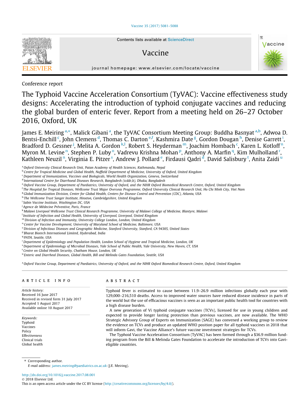 The Typhoid Vaccine Acceleration Consortium