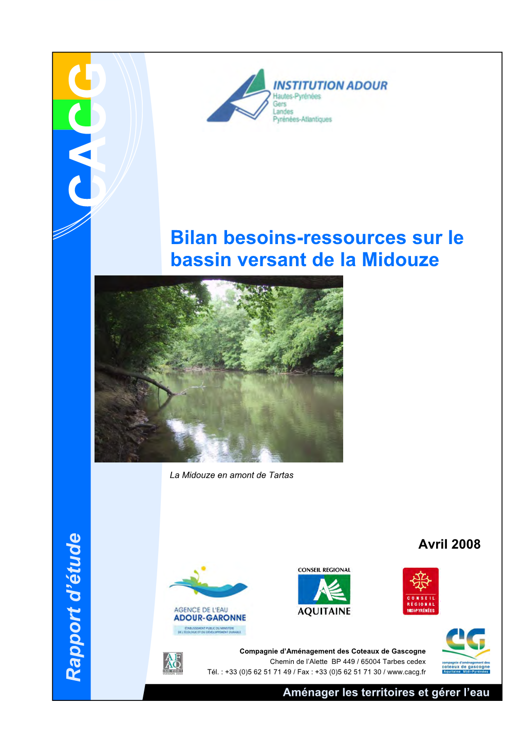 Bilan Besoins-Ressources Sur Le Bassin Versant De La Midouze