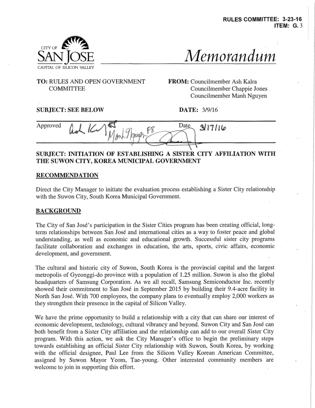 Memorandum Y /Fob I / Ji \1