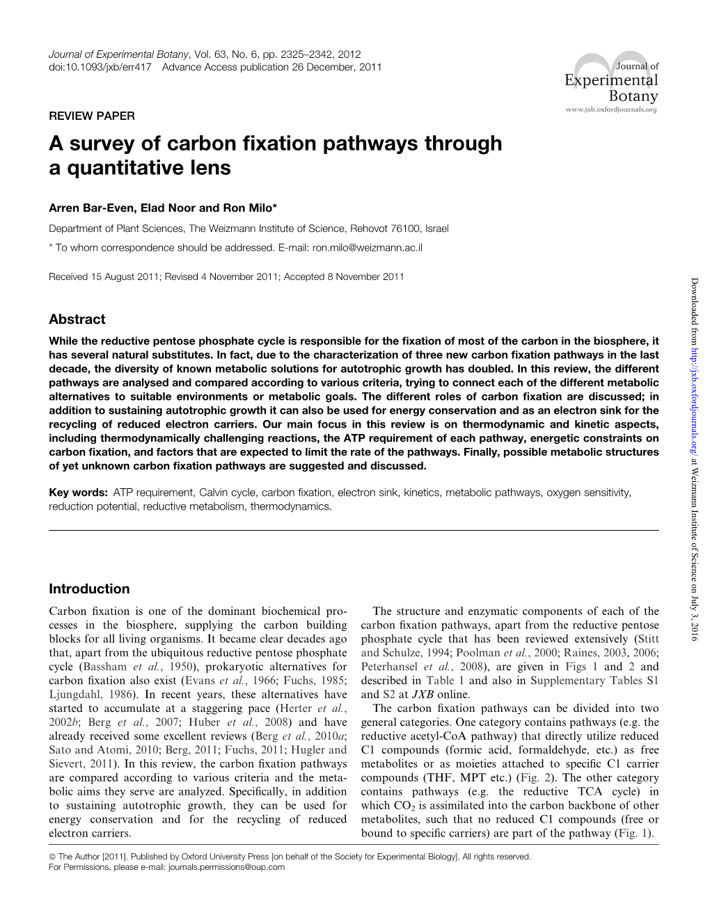 A Survey of Carbon Fixation Pathways Through a Quantitative Lens