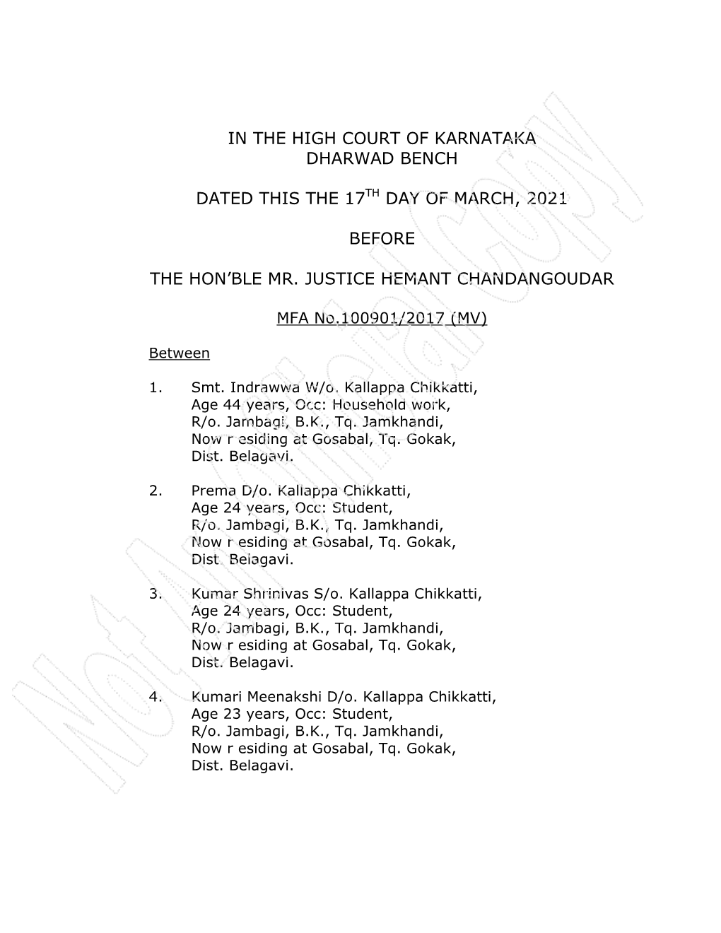 In the High Court of Karnataka Dharwad Bench