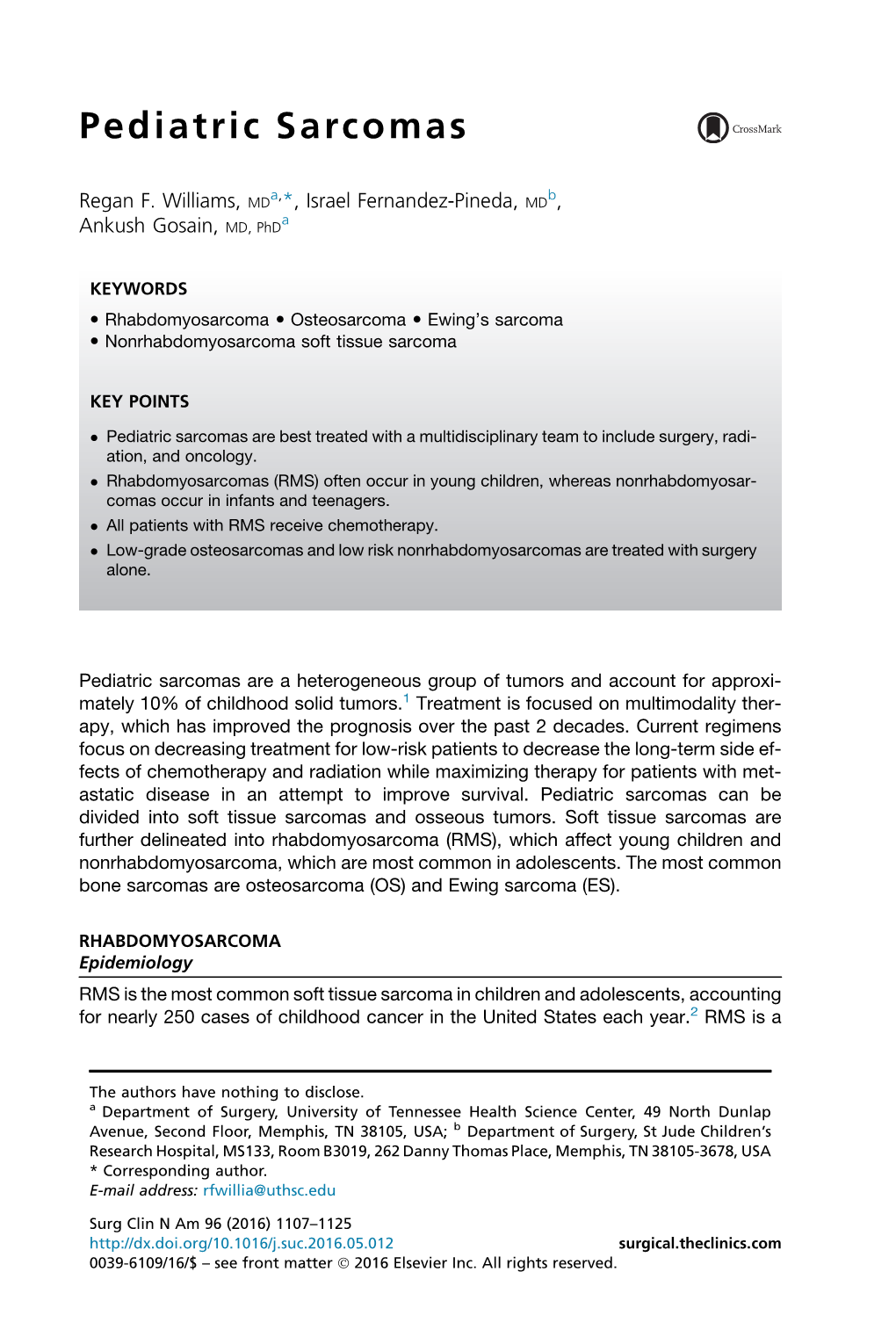 Pediatric Sarcomas