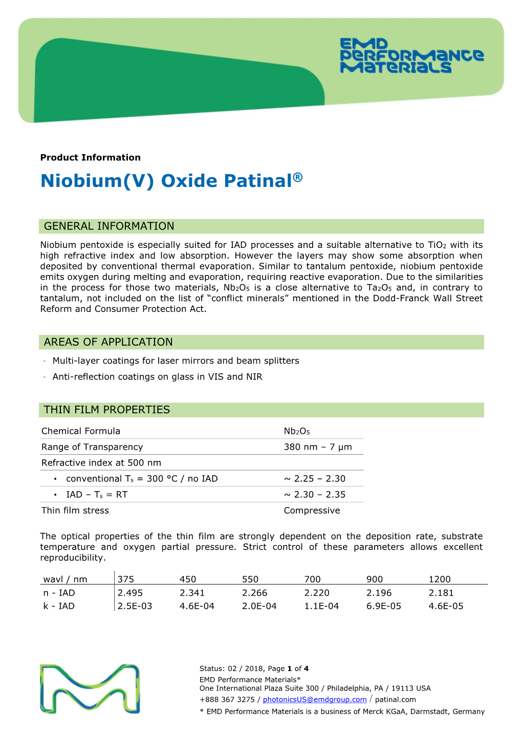 Niobium(V) Oxide Patinal®
