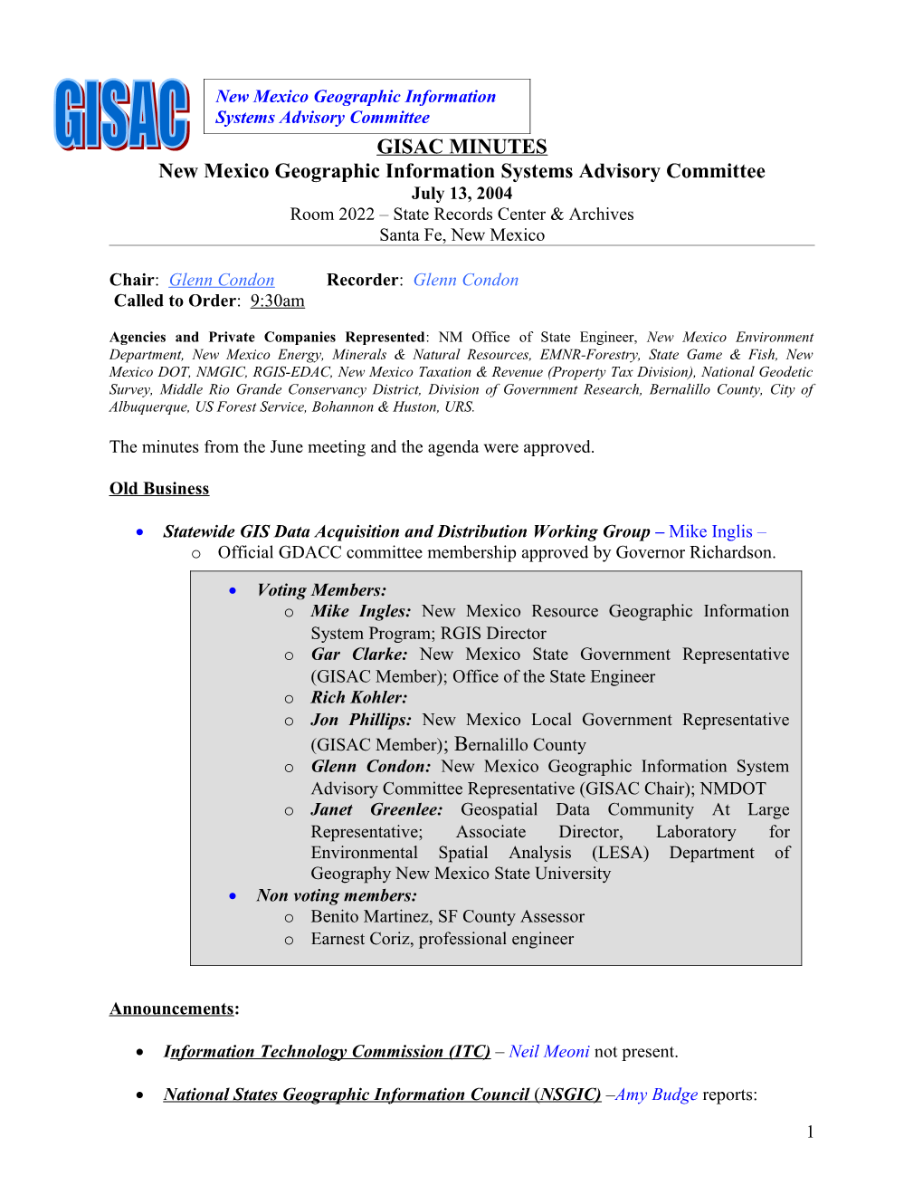 New Mexico Geographic Information System Advisory Committee s1