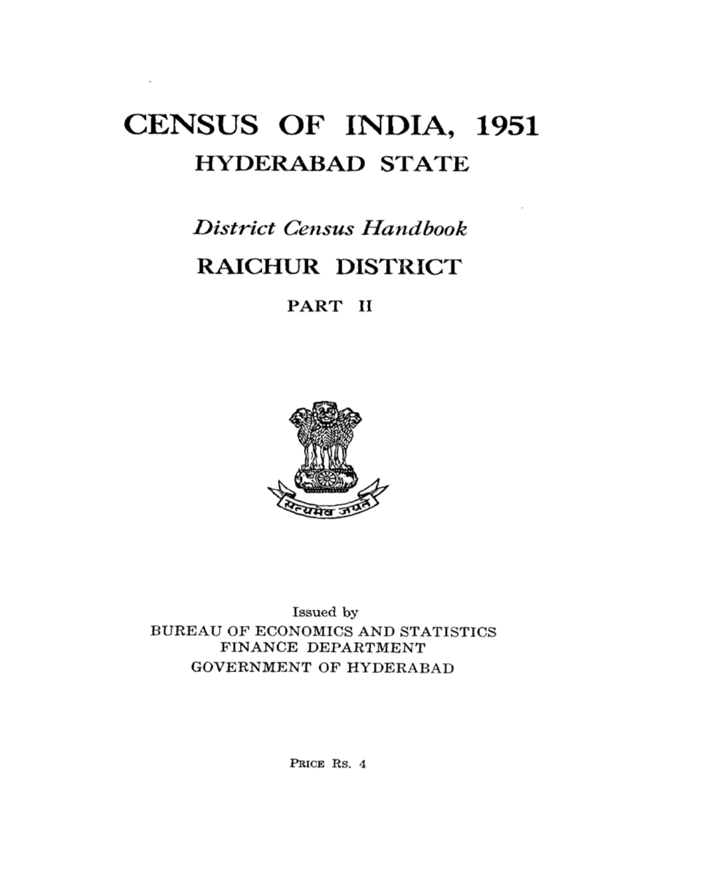 District Census Handbook, Raichur, Part II