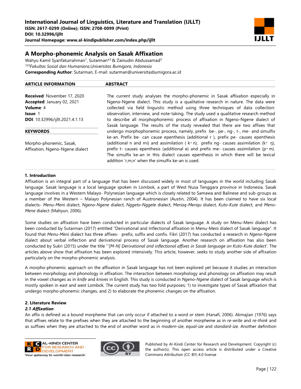 A Morpho-Phonemic Analysis on Sasak Affixation