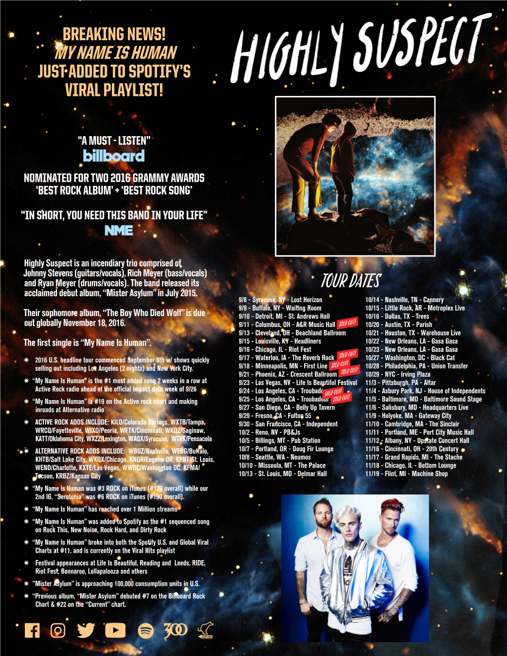 Tour DATES Acclaimed Debut Album, “Mister Asylum” in July 2015