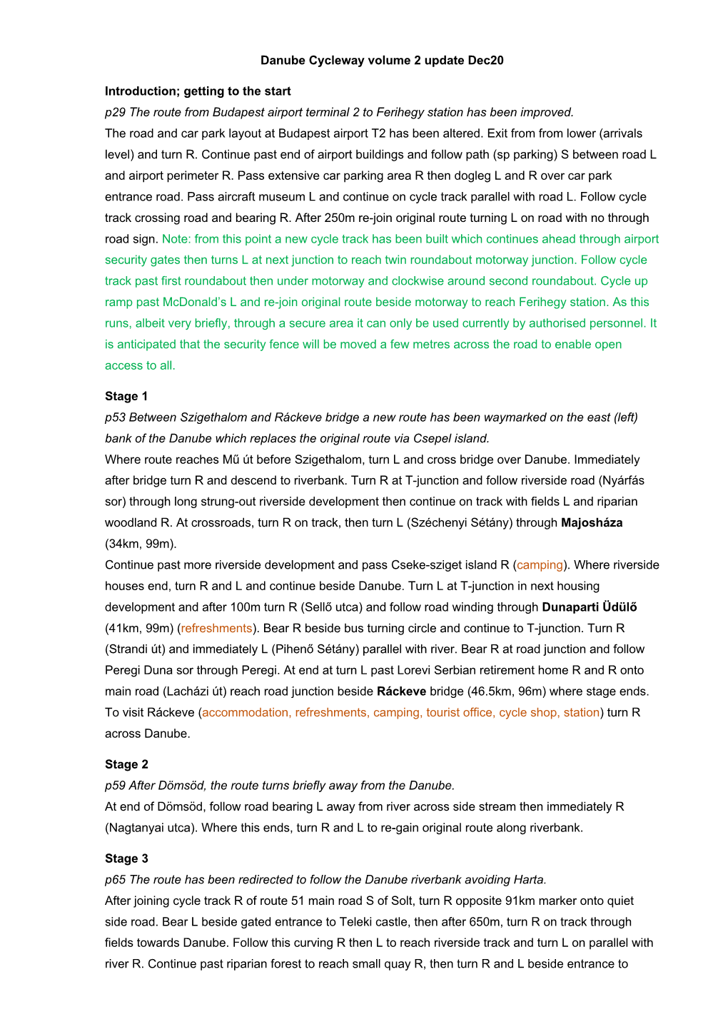 Danube Cycleway Volume 2 Update Dec20 Introduction; Getting to The