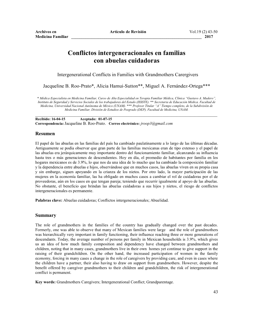 Conflictos Intergeneracionales En Familias Con Abuelas Cuidadoras