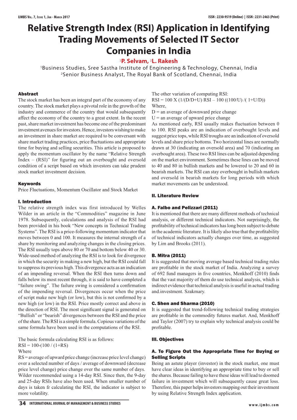 Relative Strength Index (RSI) Application in Identifying Trading Movements of Selected IT Sector Companies in India 1P