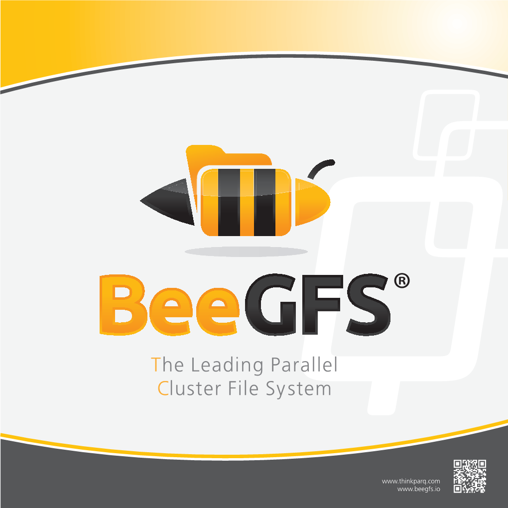 The Leading Parallel Cluster File System, Developed with a St Rong Focus on Perf Orm Ance and Designed for Very Ea Sy Inst All Ati on and Management