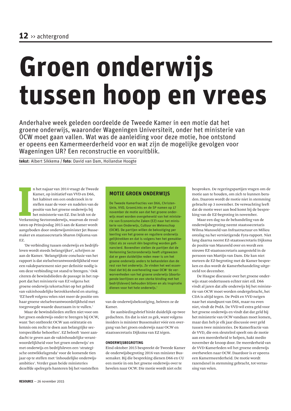 Groen Onderwijs Tussen Hoop En Vrees