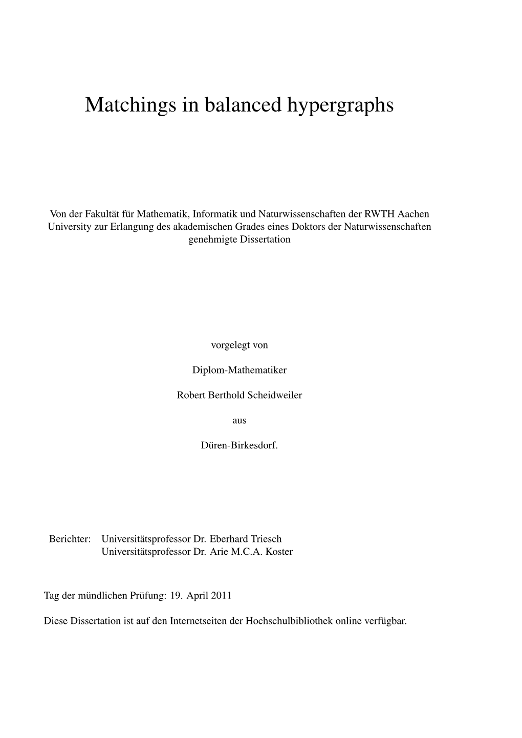 Matchings in Balanced Hypergraphs