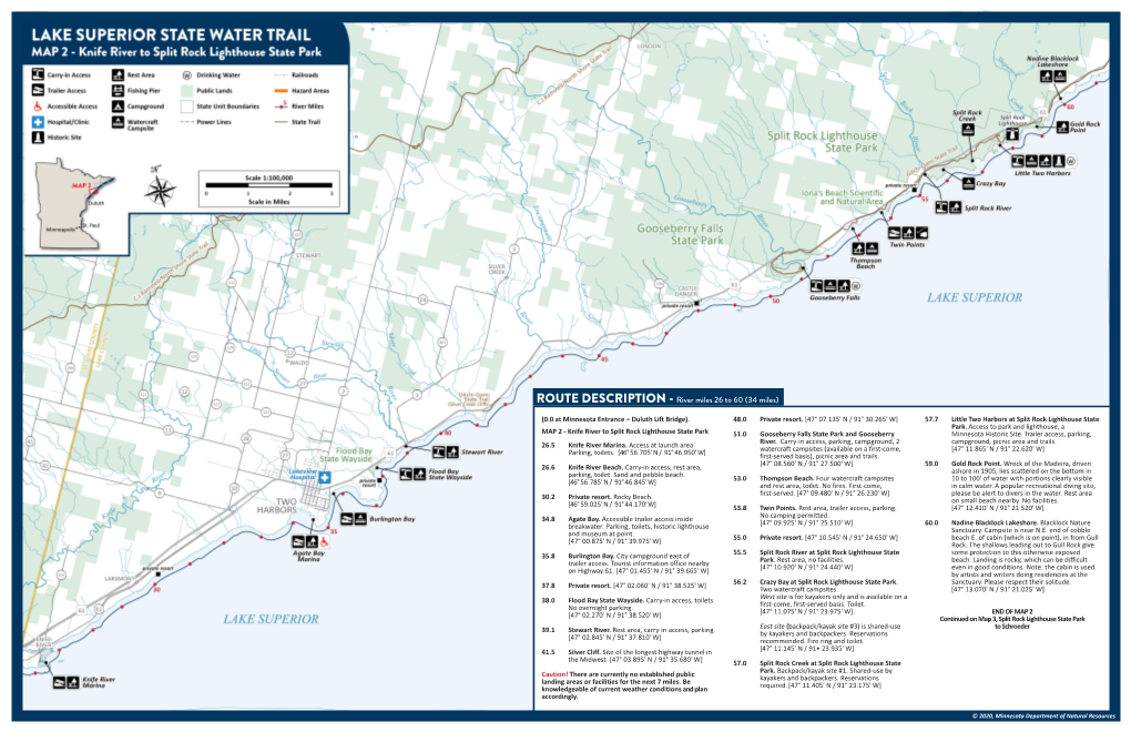 Map 2, Lake Superior State Water Trail from Knife River to Split Rock