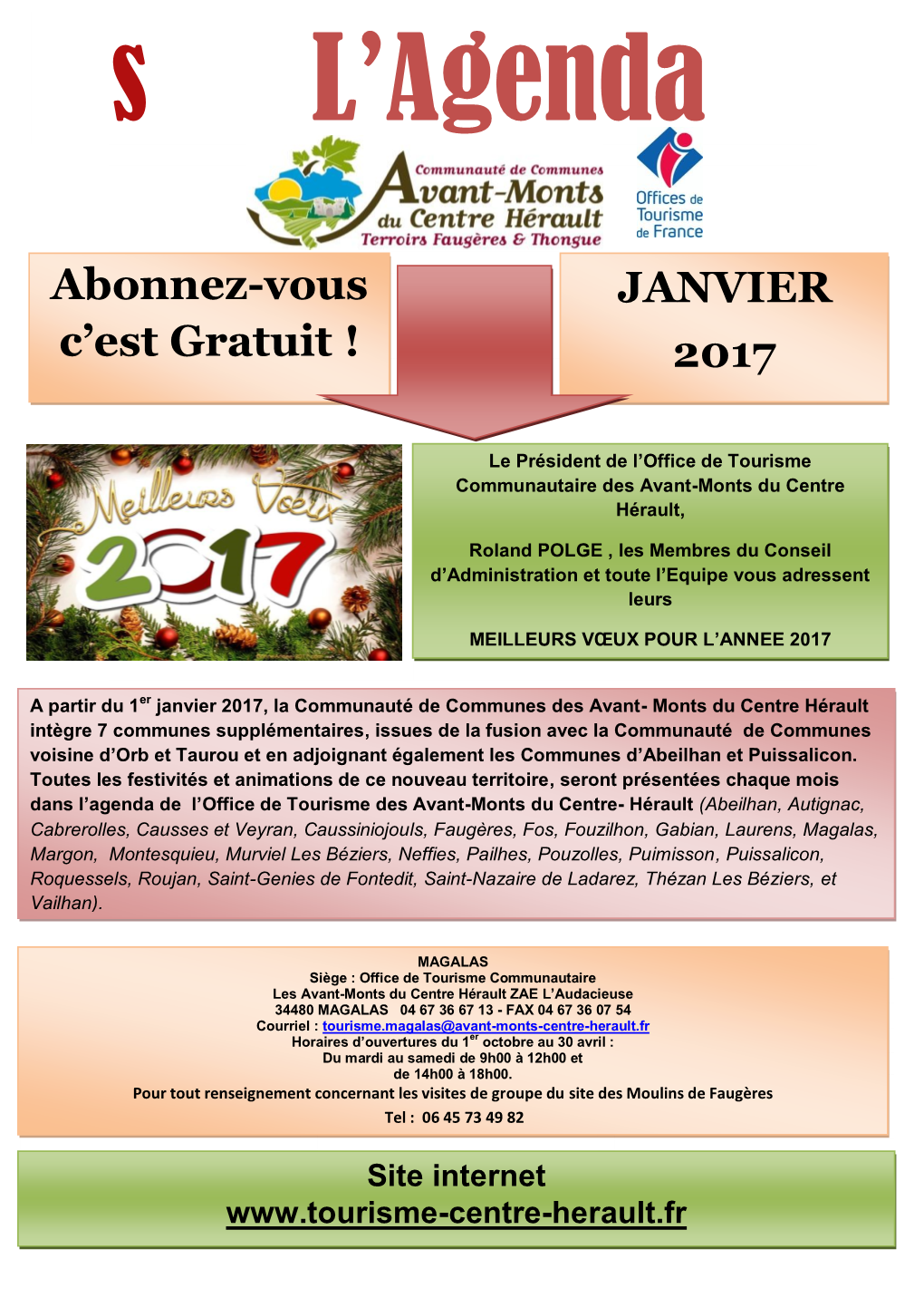 Abonnez-Vous C'est Gratuit ! JANVIER 2017