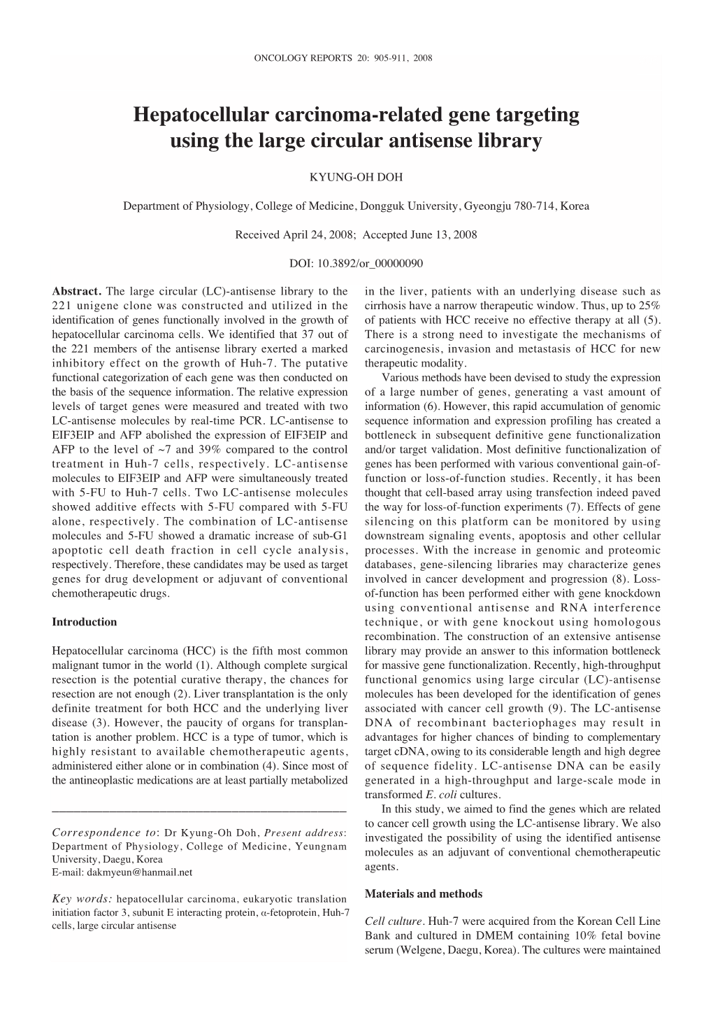 Hepatocellular Carcinoma-Related Gene Targeting Using the Large Circular Antisense Library