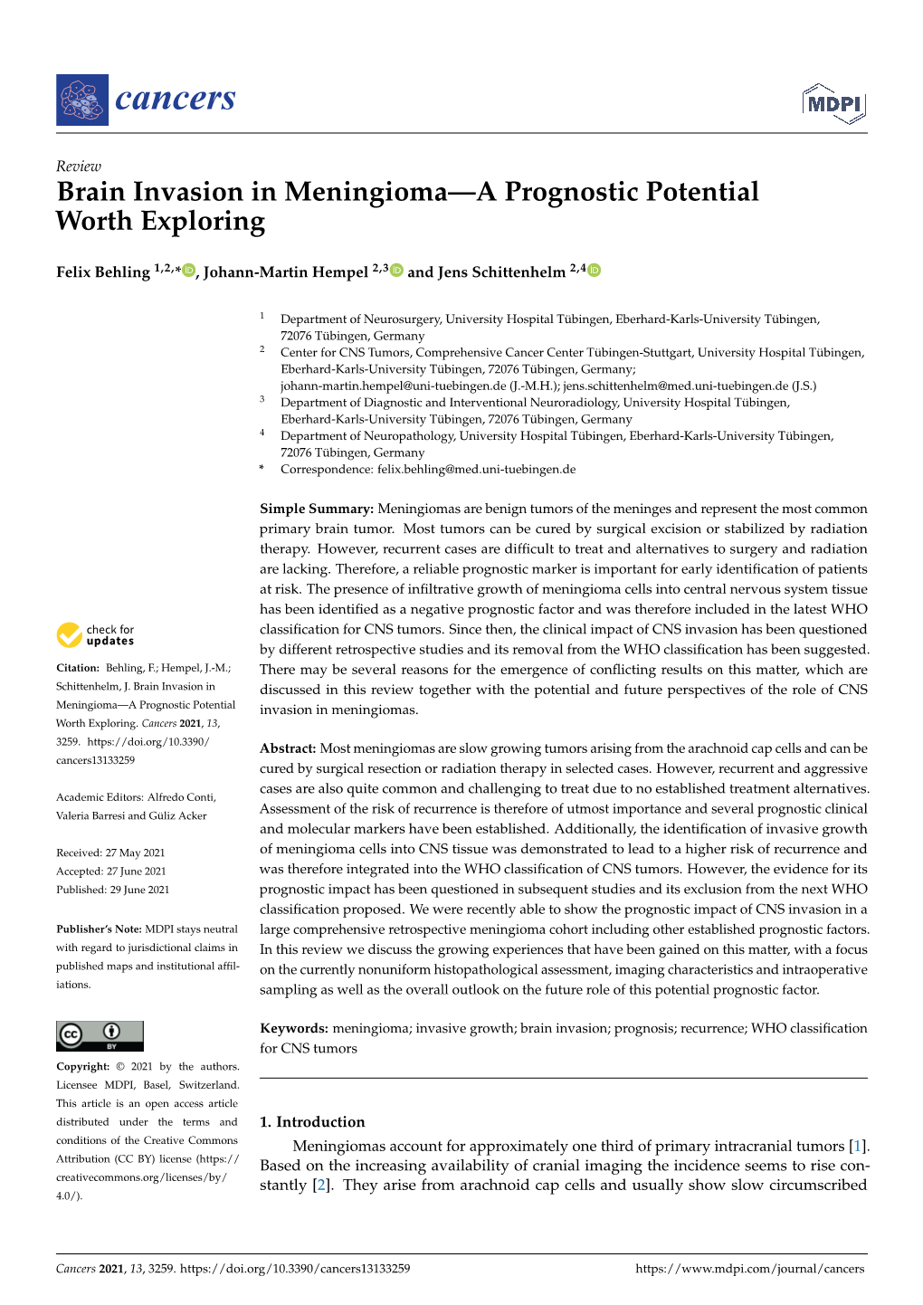 Brain Invasion in Meningioma—A Prognostic Potential Worth Exploring