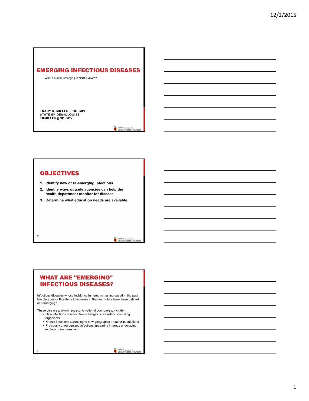 Emerging Infectious Diseases Objectives What