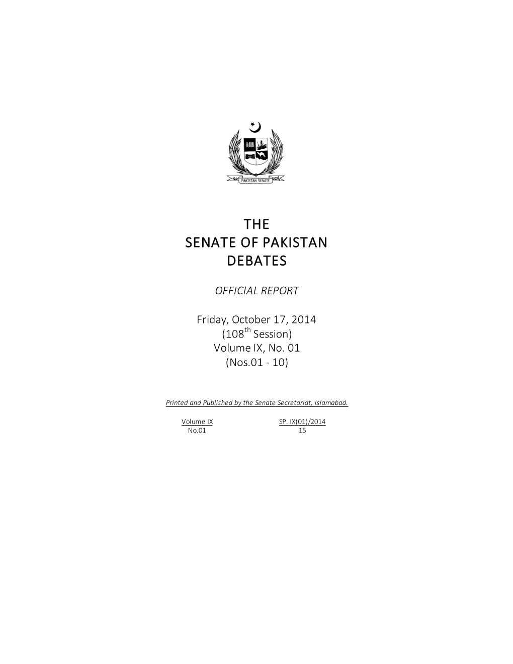 The Senate of Pakistan Debates