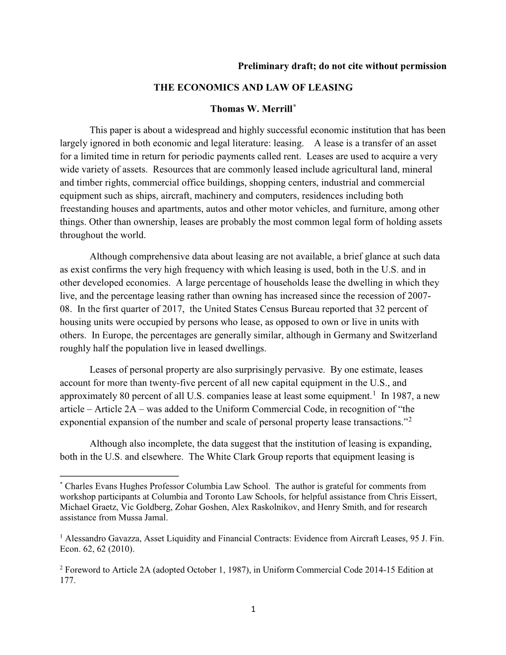 Law and Economics of Leases