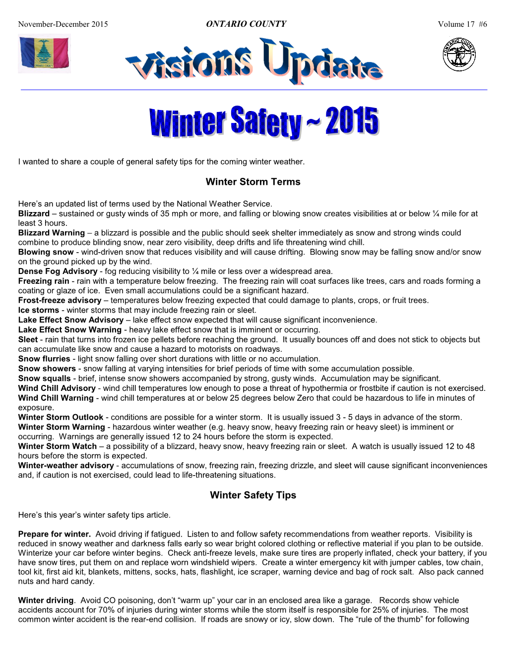 Winter Storm Terms Winter Safety Tips