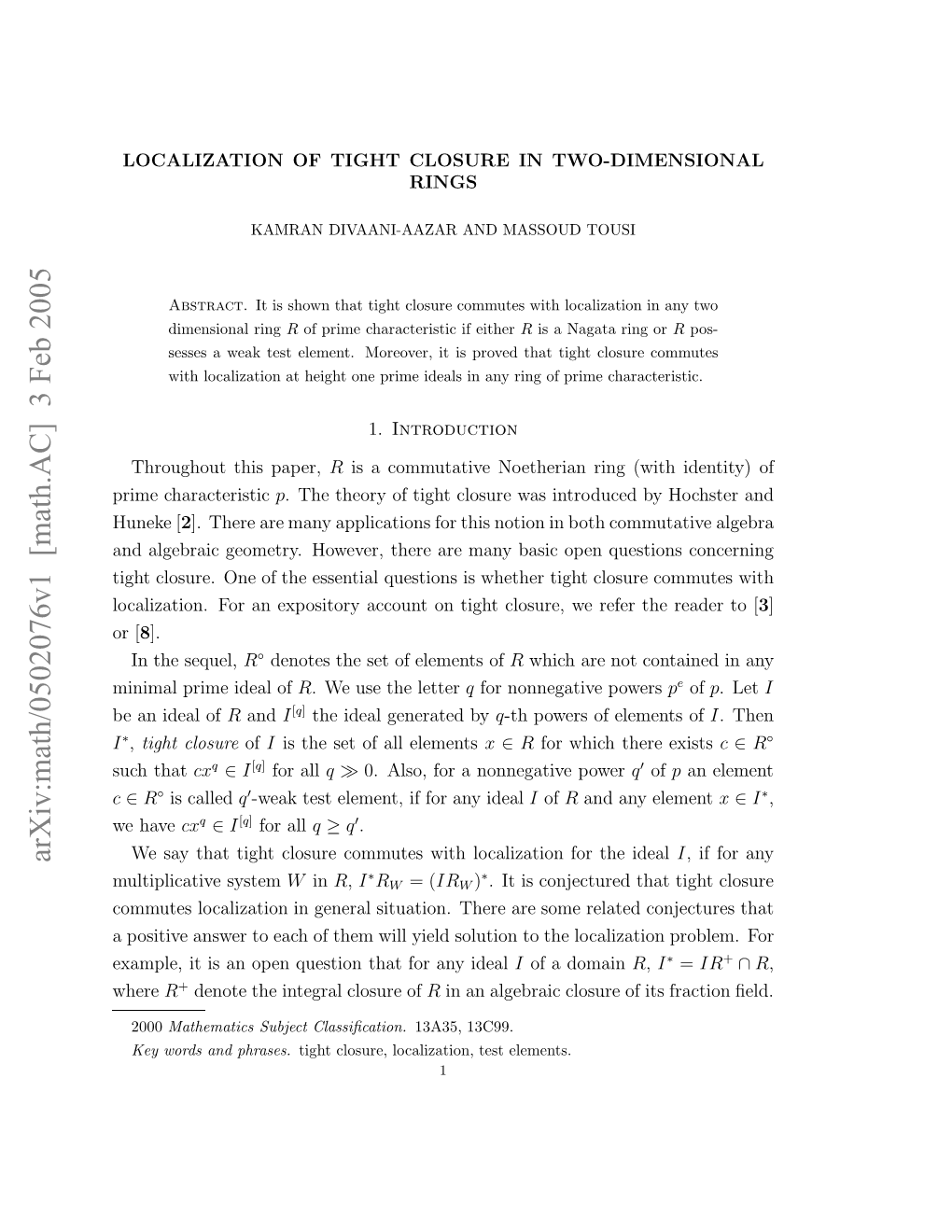 [Math.AC] 3 Feb 2005